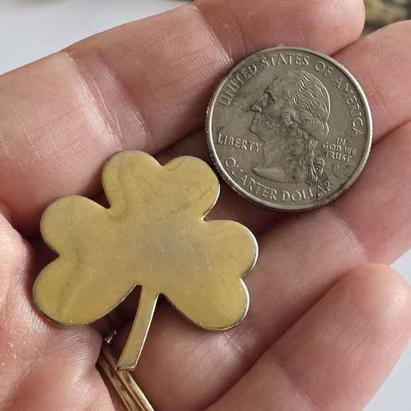 Vintage shamrock brooch pin celtic irish st Patrick's Day gold filled ireland - Picture 6 of 12
